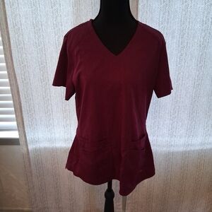Grey's Anatomy Short Sleeve V-Neck Scrub  Top - Deep Red Size Medium